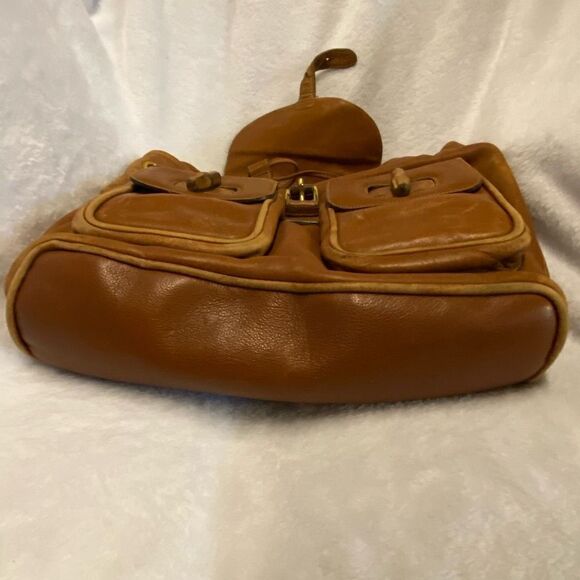 Authentic Gucci Brown Leather Bamboo Accent Mini Backpack / Large Purse *FLAWS* - Picture 10 of 12